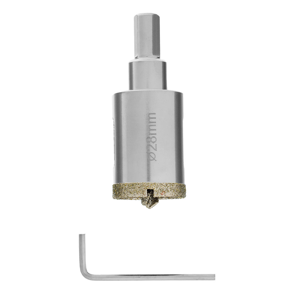 Сверло алмазное по керамограниту, 28 х 67 мм, трехгранный хвостовик Matrix (726283)