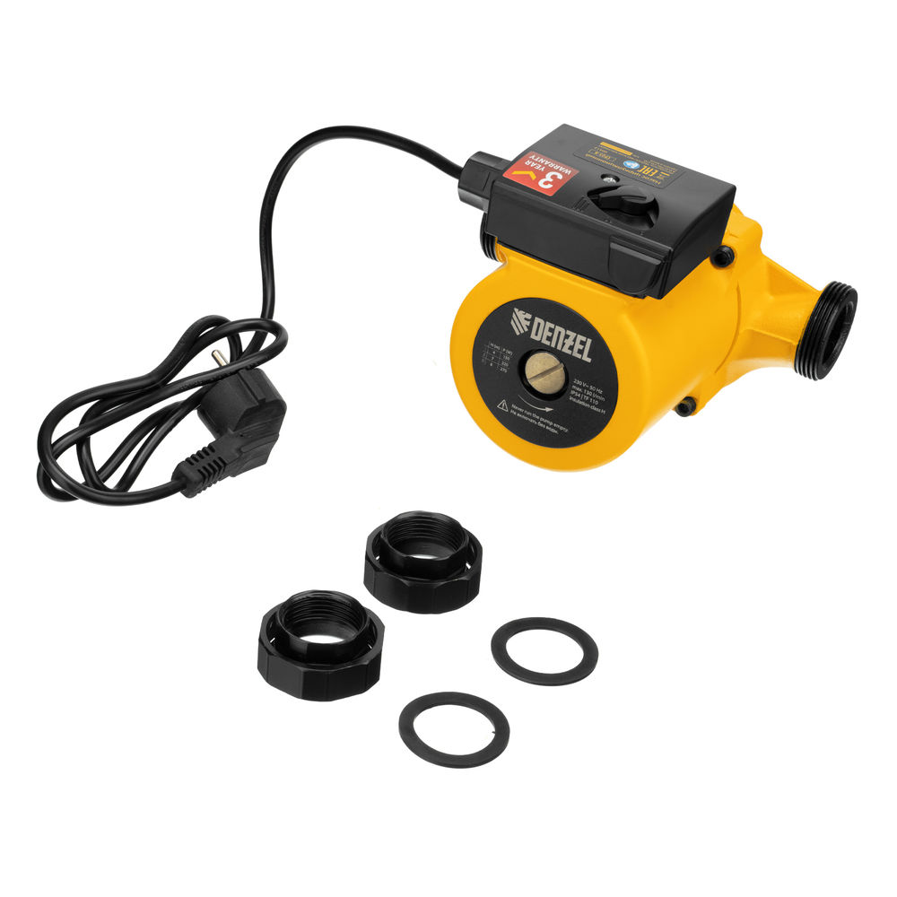 Циркуляционный насос CP25-8, напор 8 м, 130 л/мин, 1 м кабель, монт. длина 180 мм Denzel (99412)