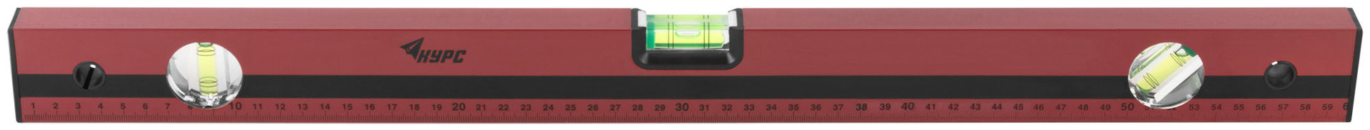 Уровень Оптима, 3 глазка, красный корпус, фрезерованная рабочая грань, шкала 600 мм (18023)