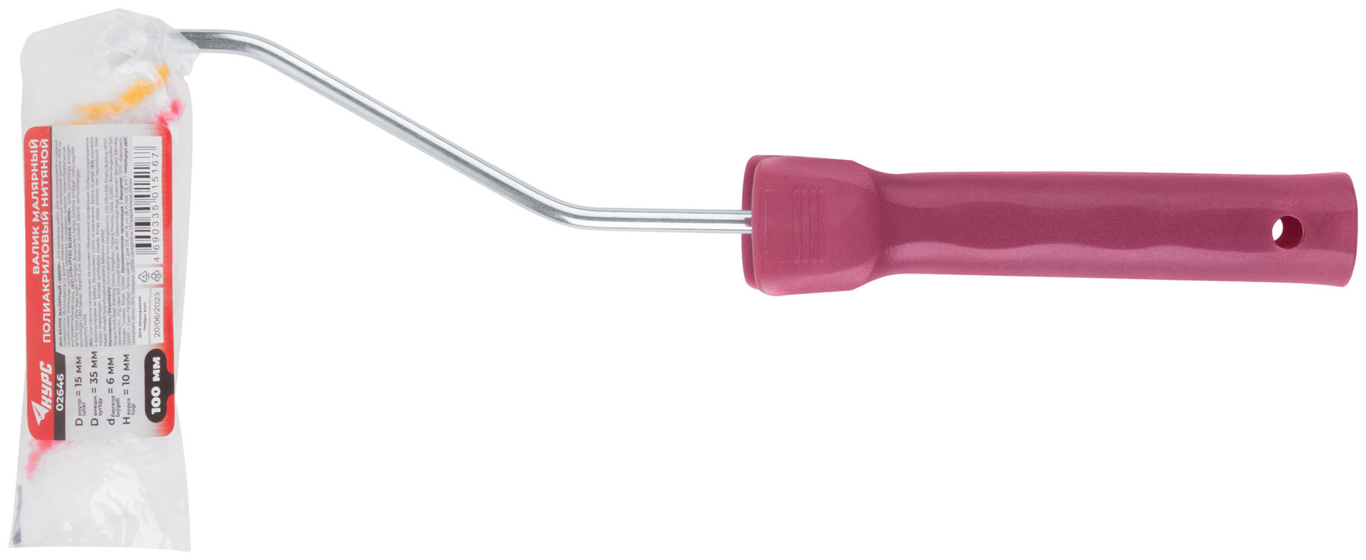 Валик полиакриловый мини, диам. 15/35 мм, ворс 10 мм, 100 мм (02646)