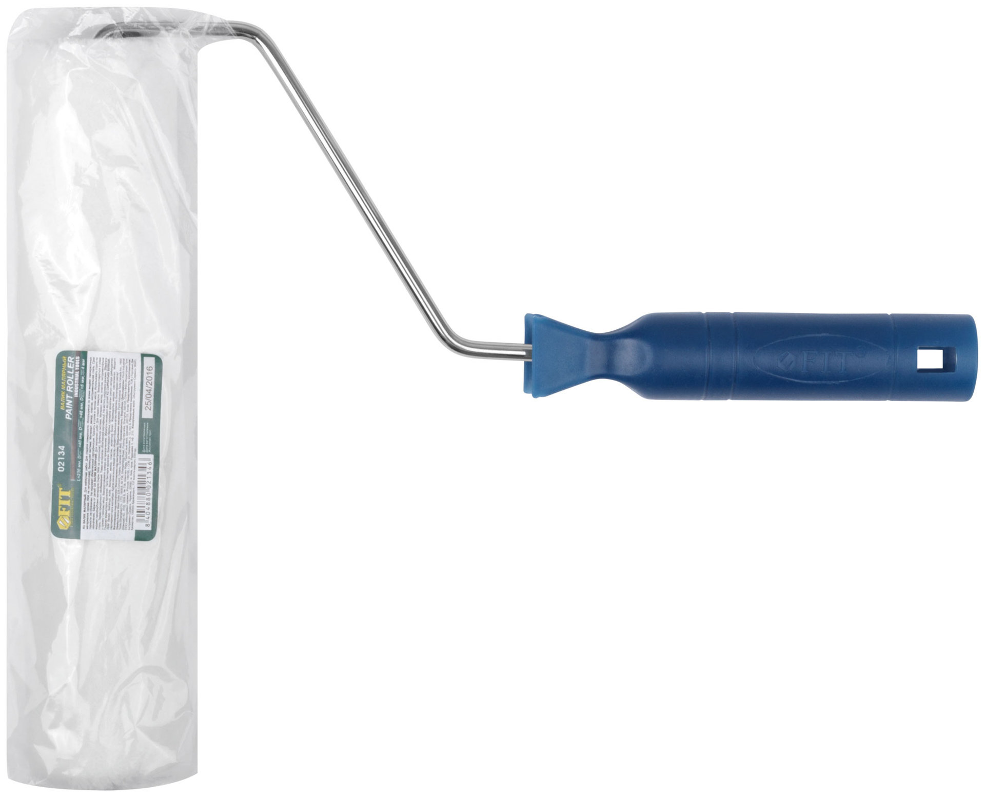 Валик велюровый, диаметр 40/48 мм, бюгель 6 мм, ворс 4 мм, белый, 230 мм (02134)