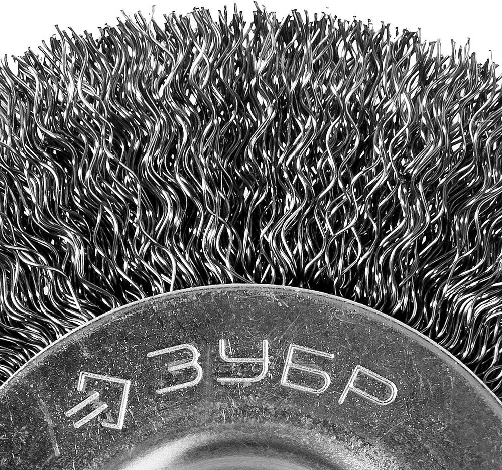 Щетка-крацовка дисковая для точильно-шлифовального станка 100?12.7 мм витая стальная проволока 0.3 мм ЗУБР Профессионал 35185-100_z02