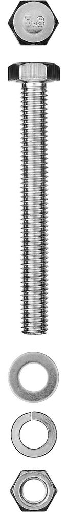 Болт с гайкой и шайбами M8 x 100 мм, цинк, 2 шт ЗУБР DIN 933 303436-08-100