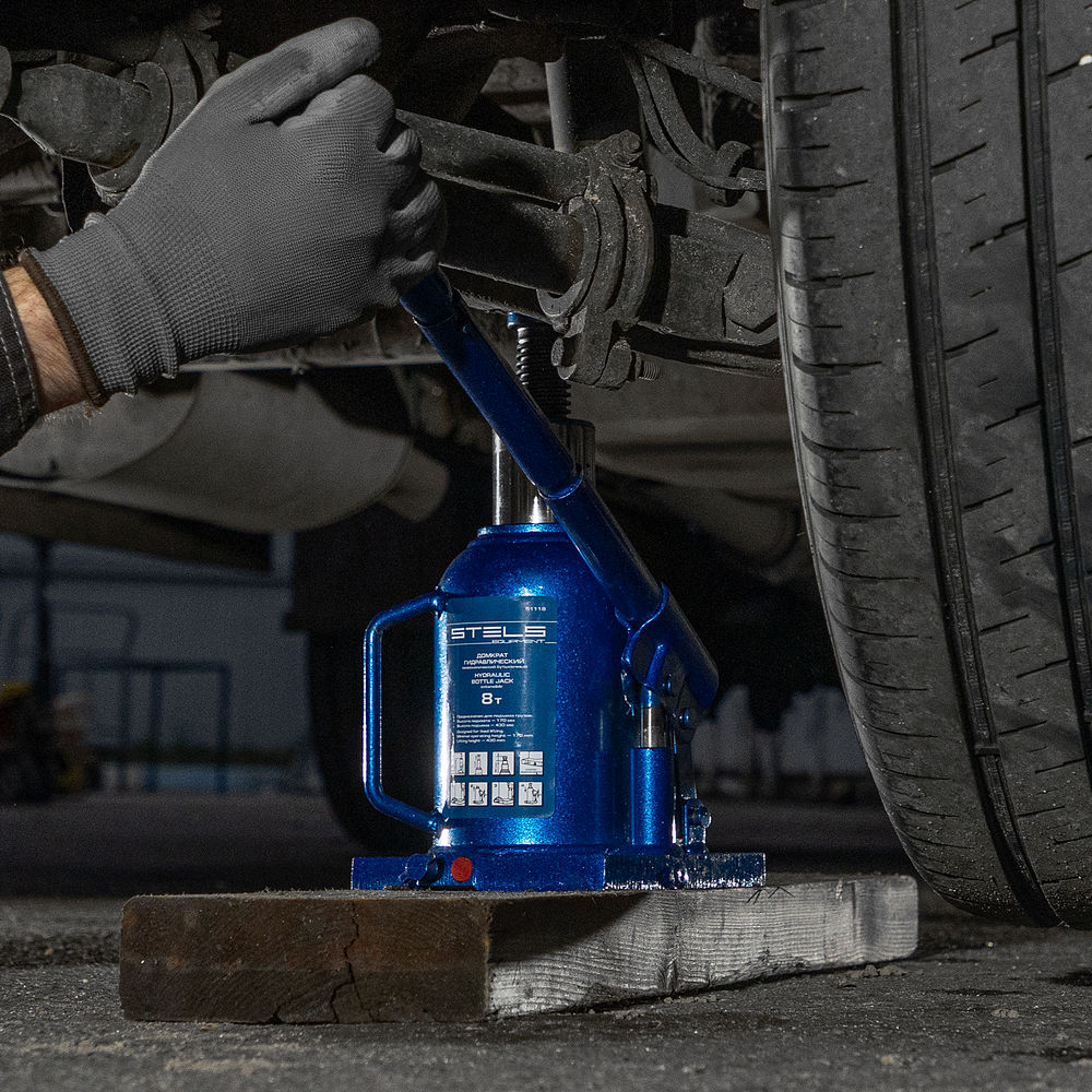 Домкрат гидравлический бутылочный телескопический, 8 т, H подъема 170-430 мм Stels