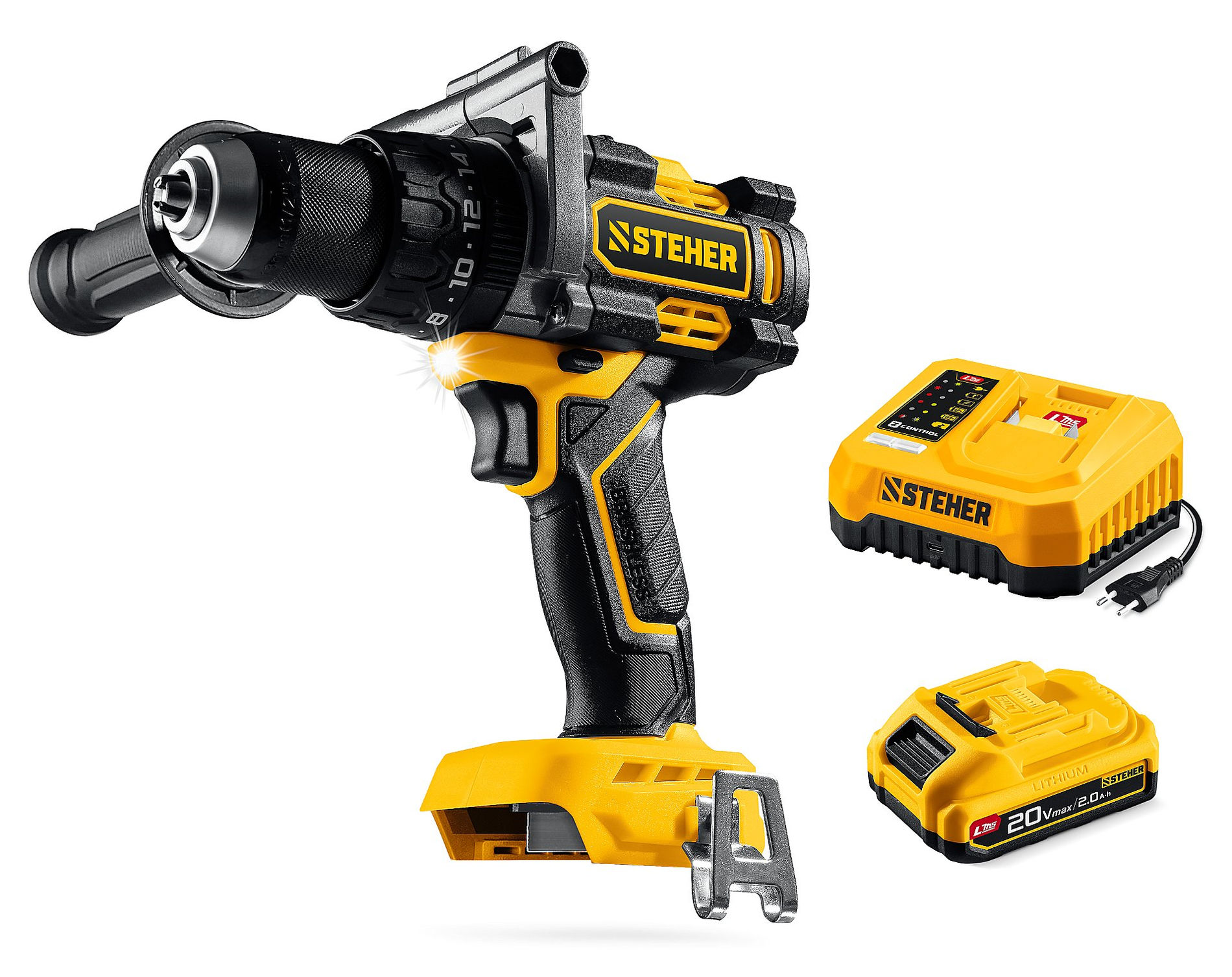 Дрель-шуруповерт ударная бесщеточная STEHER 20 В 165 Н·м 1 АКБ LMS (2 А·ч) CBS-165-21  