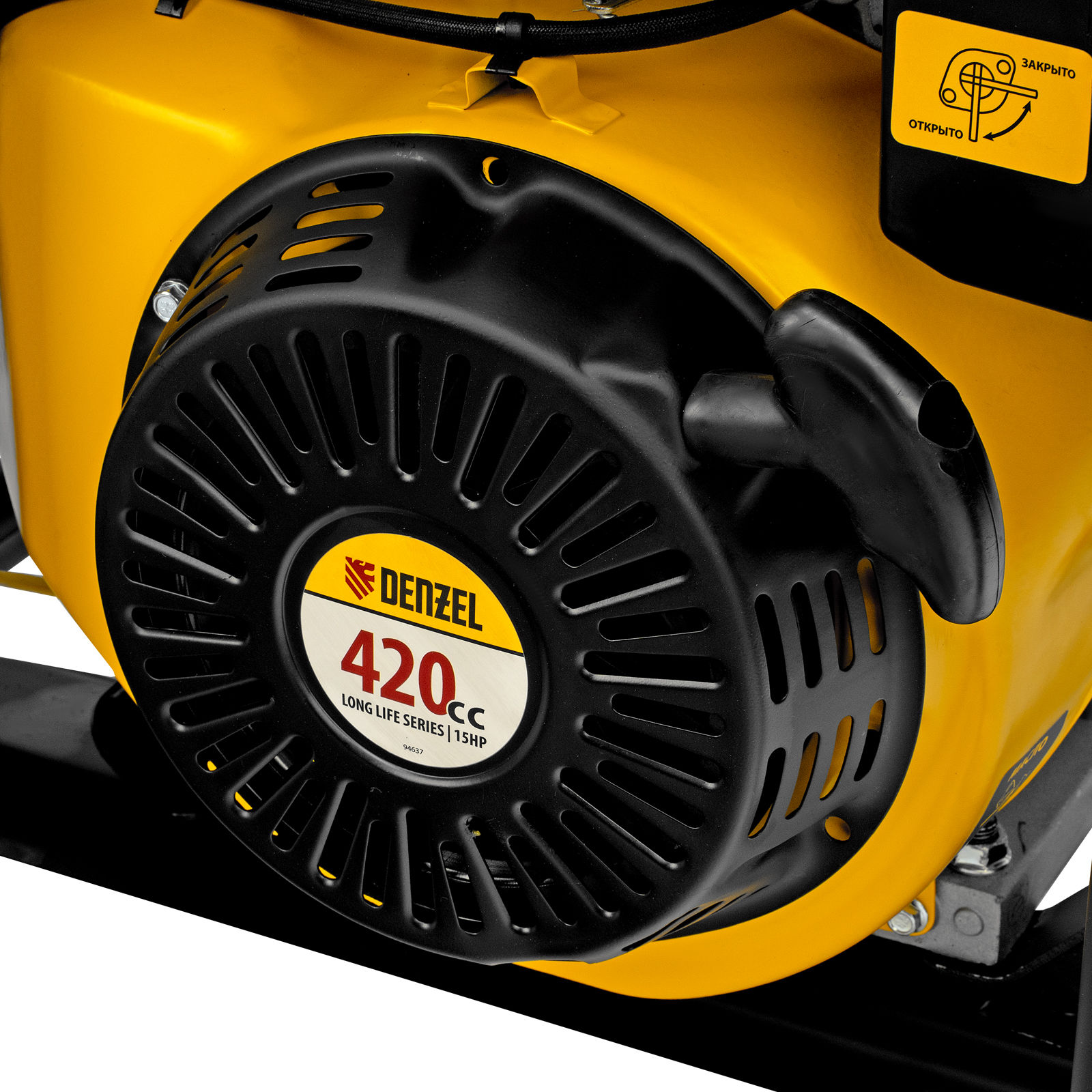 Генератор бензиновый GE 6900, 5.5 кВт, 220 В/50 Гц, 25 л, ручной старт Denzel (94637)