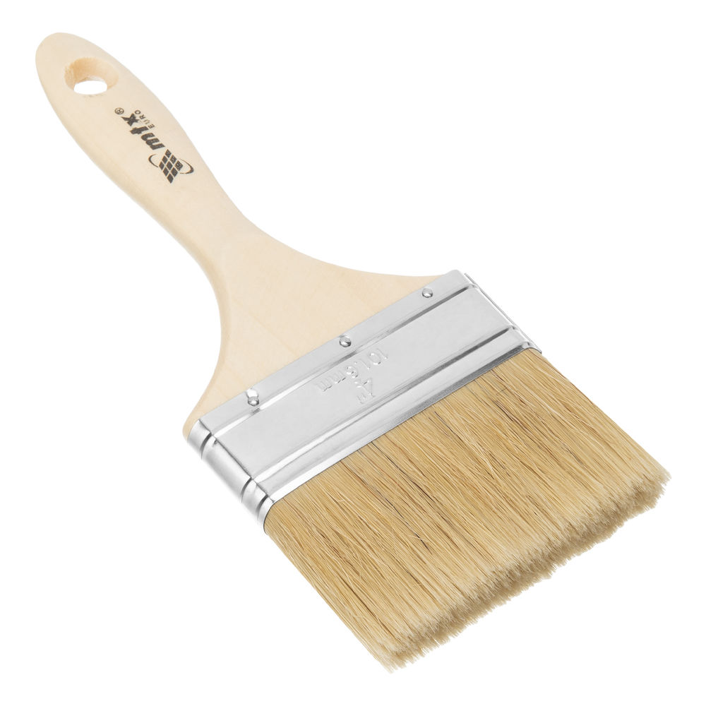 Кисть плоская Евро 4, натуральная щетина, деревянная ручка MTX (83057)