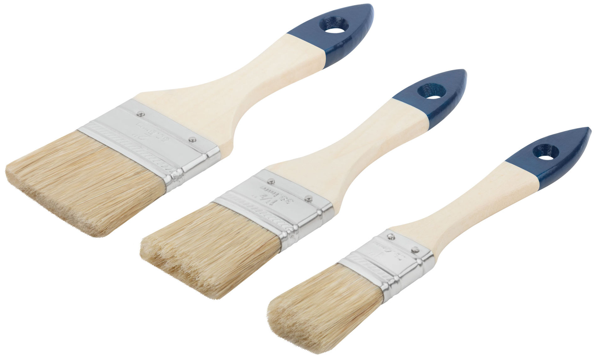 Кисти флейцевые, синяя ручка, набор 3 шт.( 1, 1,5, 2 ) (01501)