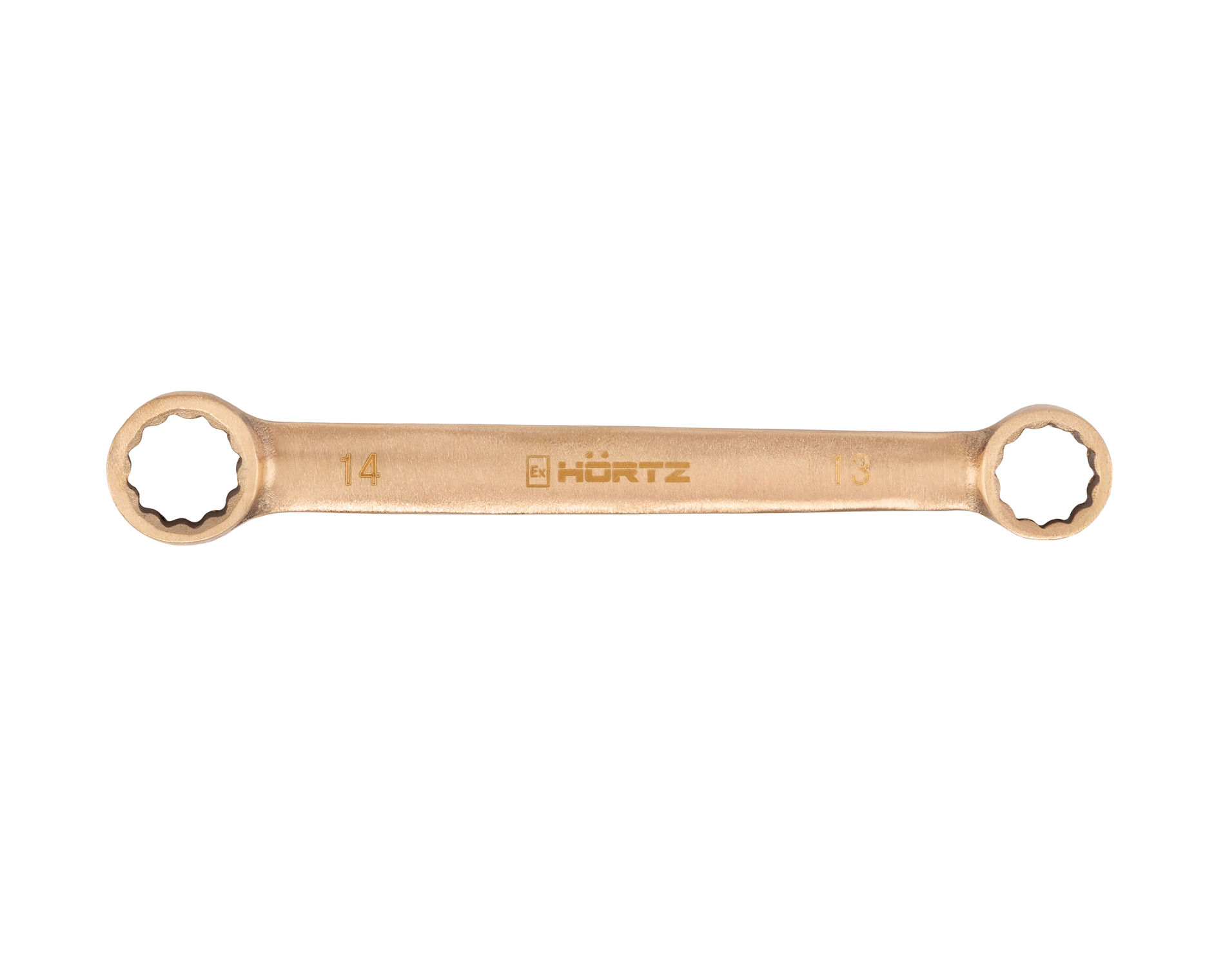 Ключ гаечный накидной двусторонний плоский 13х14 искробезопасный сплав BeCu 153A-1314, HORTZ