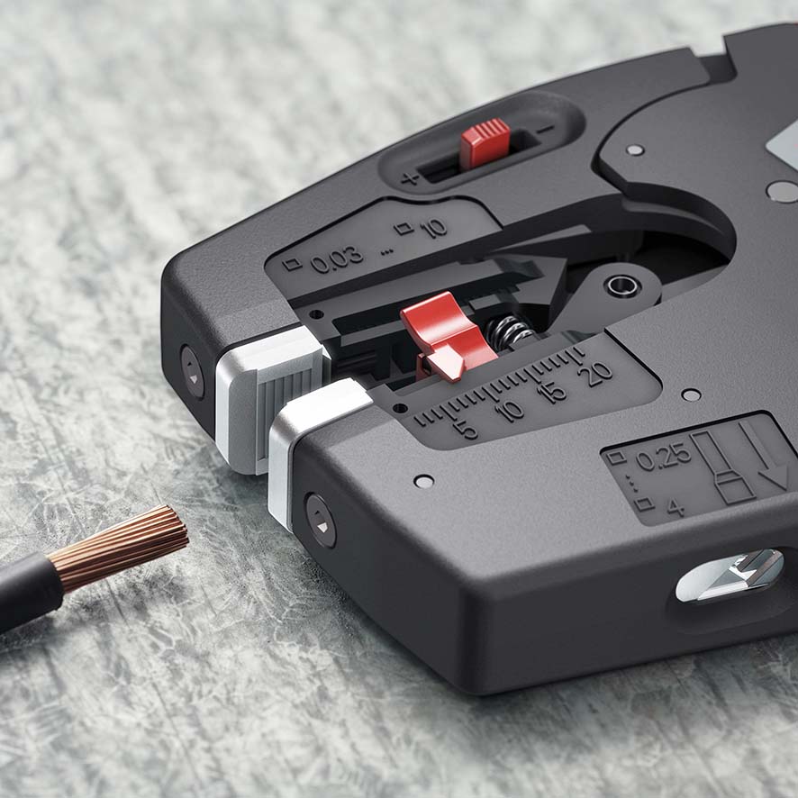 Стриппер автоматический 0.03-10 мм? AWG 32-8 3-в-1, рез до 10 мм?, обжим: квадрат, 0.25-4 мм?, 2 х 2.5 мм?, 190 мм NexStrip KNIPEX KN-1272190