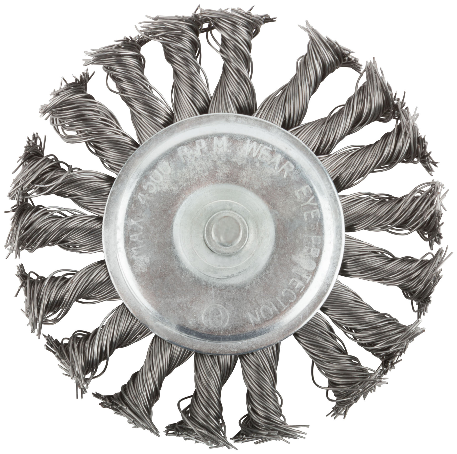 Корщетка, тип колесо, со штифтом, стальная витая проволока 100 мм (38494М)