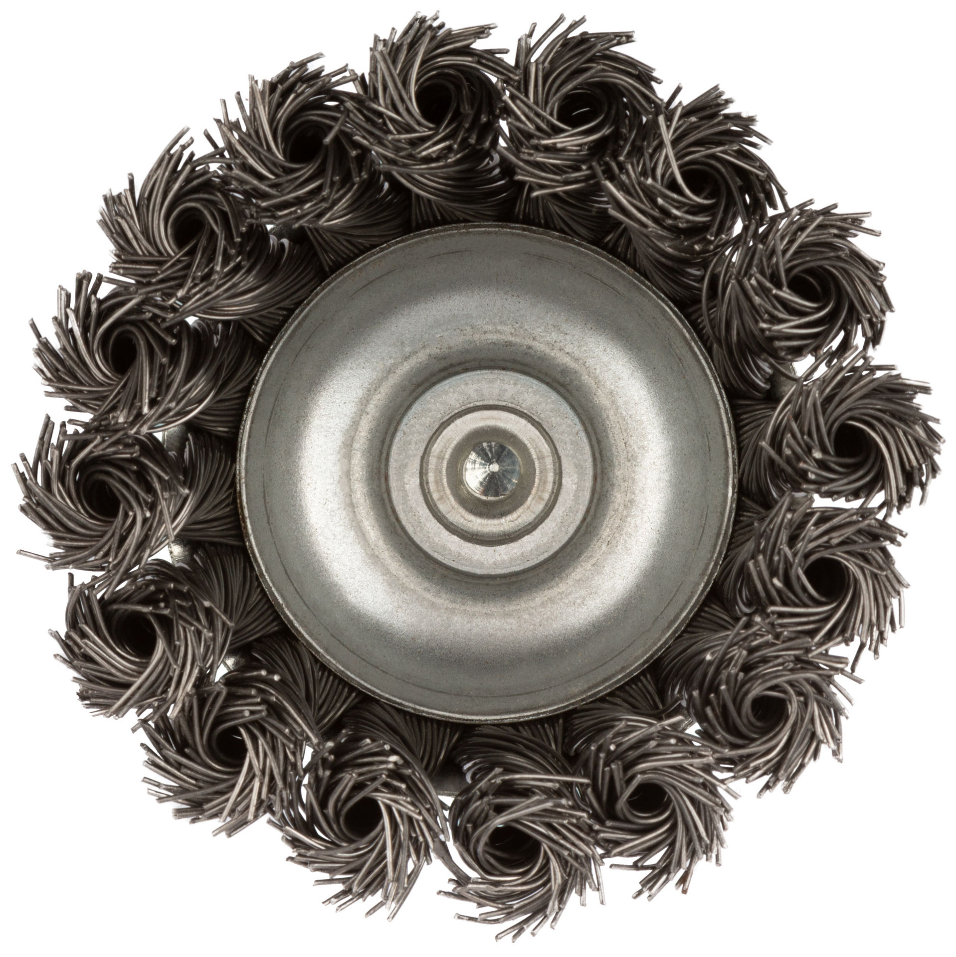 Корщетка чашечная, со шпилькой, стальная витая проволока 75 мм (38478)