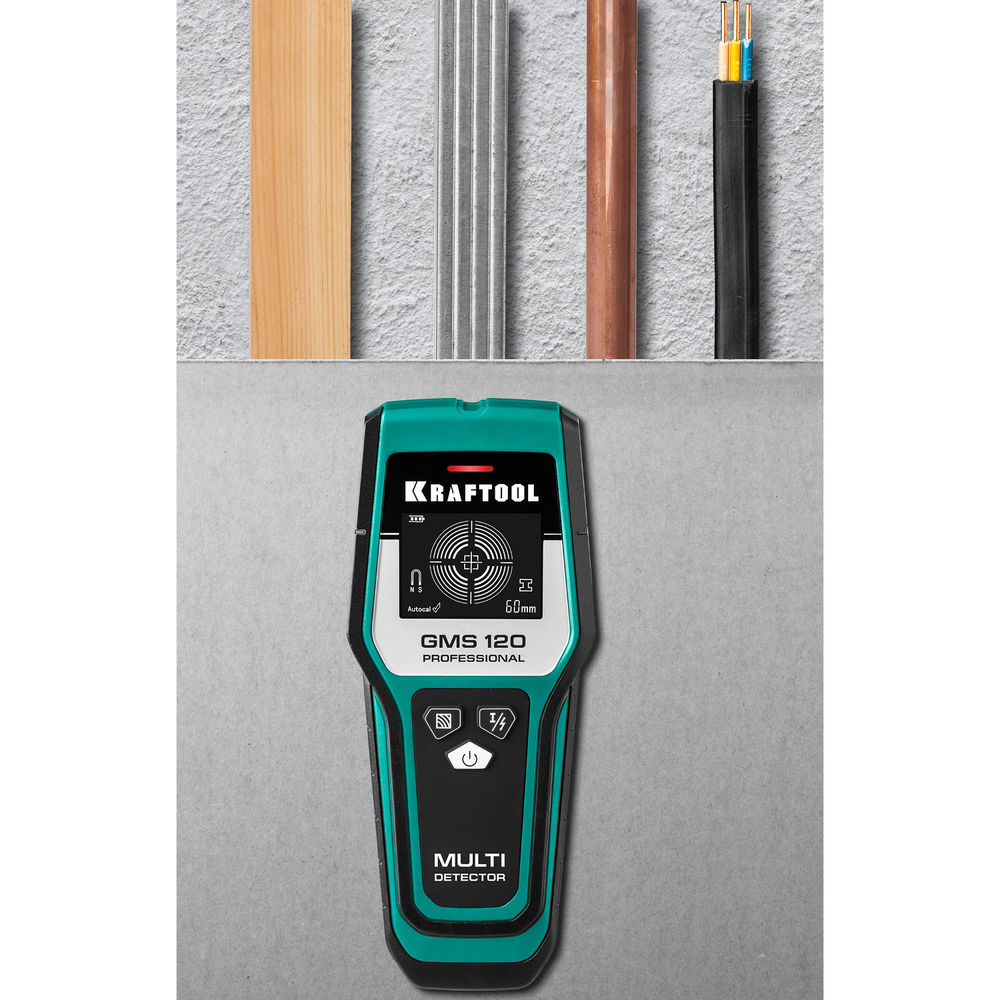 Универсальный детектор проводки GMS-120, ЖК дисплей KRAFTOOL 45298
