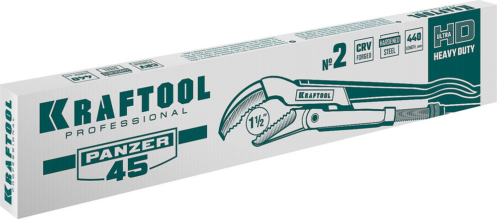 Трубный ключ с изогнутыми губками PANZER-45, №2, 1.5, 440 мм KRAFTOOL 2735-15_z02