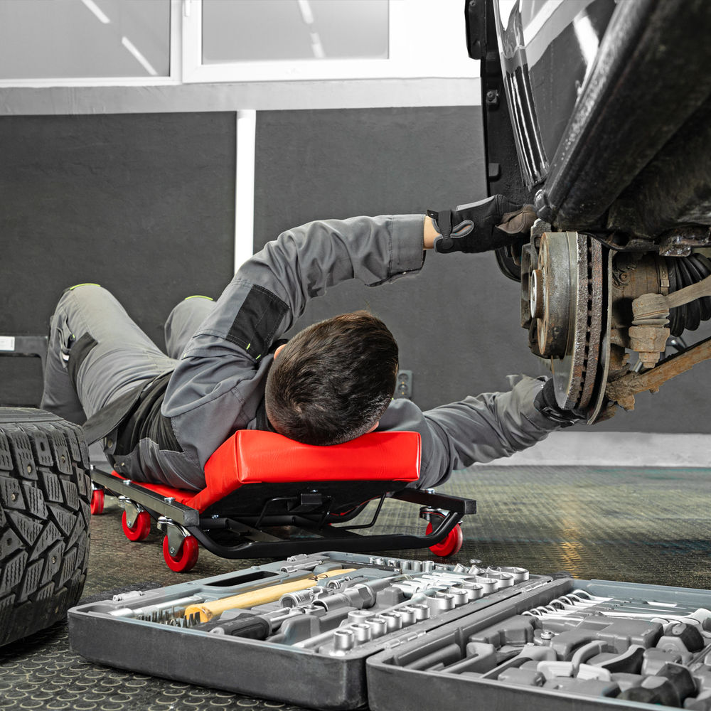 Лежак ремонтный на шести колесах, 1030 х 440 х 120 мм, поднимающийся подголовник Matrix (567455)