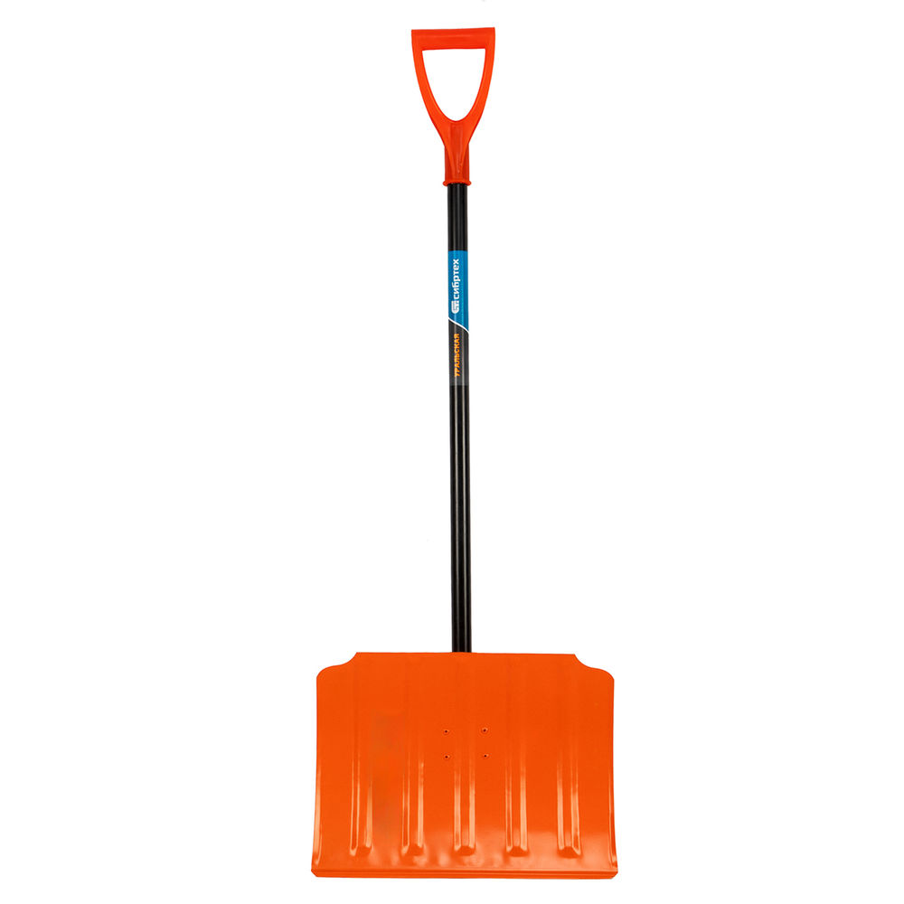 Лопата для уборки снега стальная, 470х335х1335 мм, стальной черенок, Сибртех (61656)