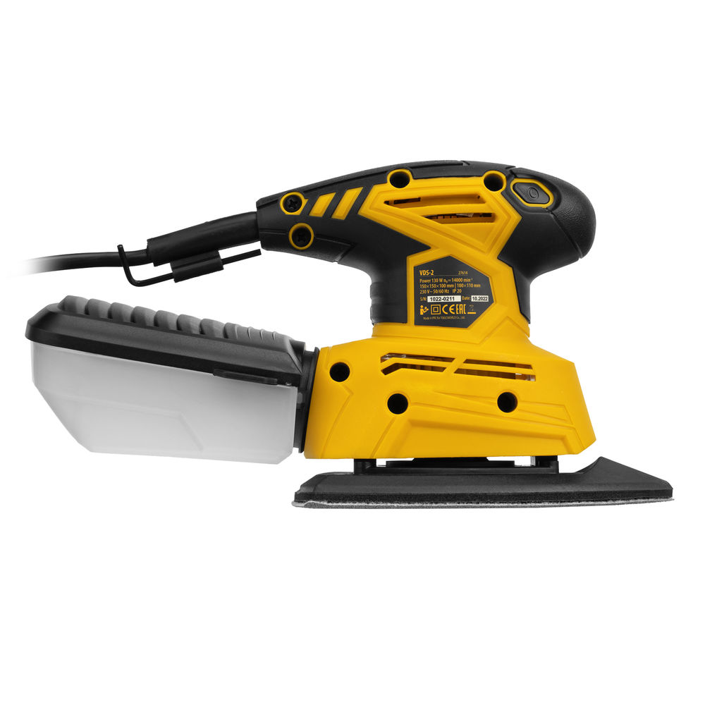 Машина плоскошлифовальная вибрационная 2 в 1 VDS-2, 130 Вт, 14000 об/мин Denzel (27614)