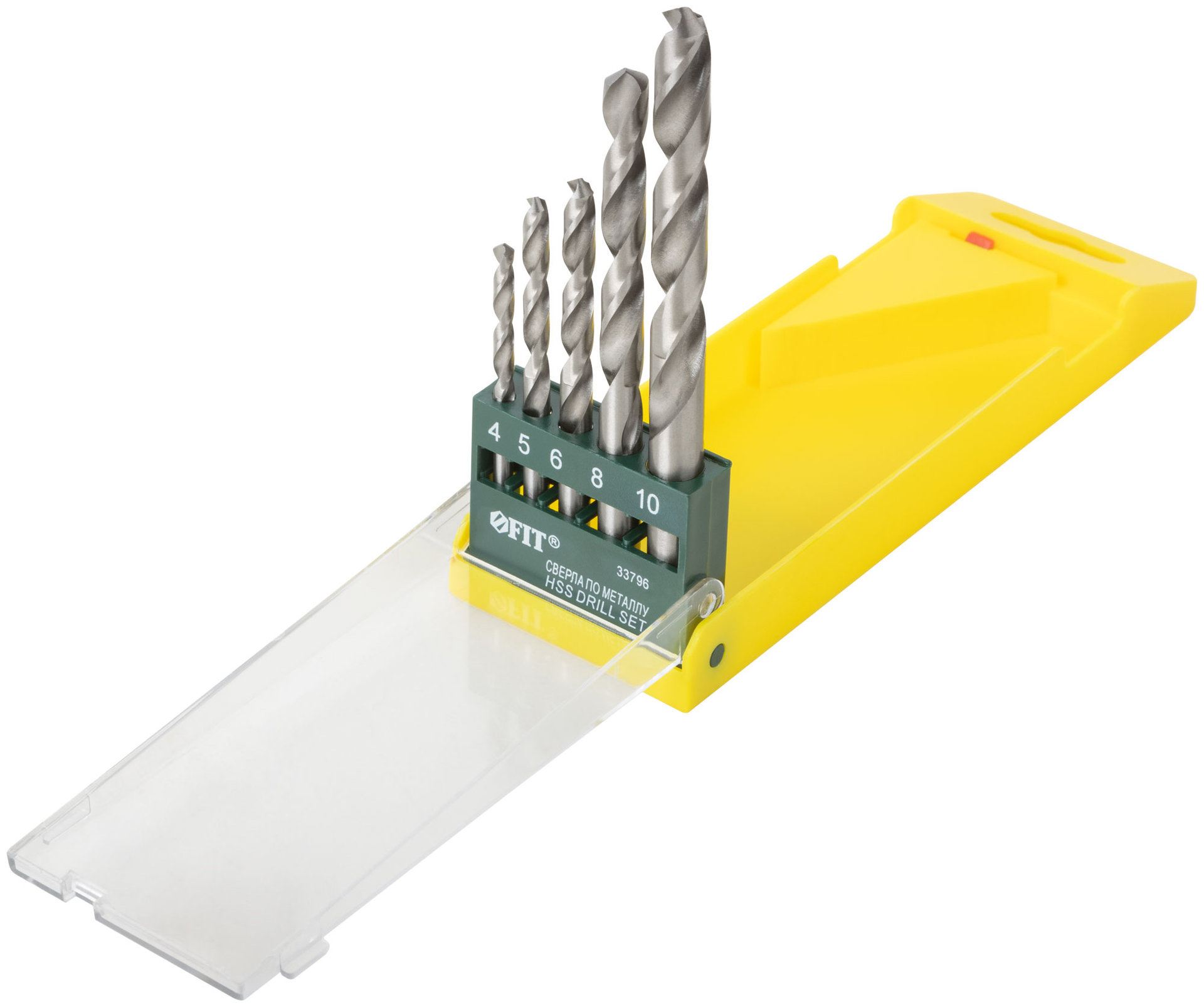 Набор сверл по металлу HSS полированных, 5 шт. (4-5-6-8-10 мм) (33796)