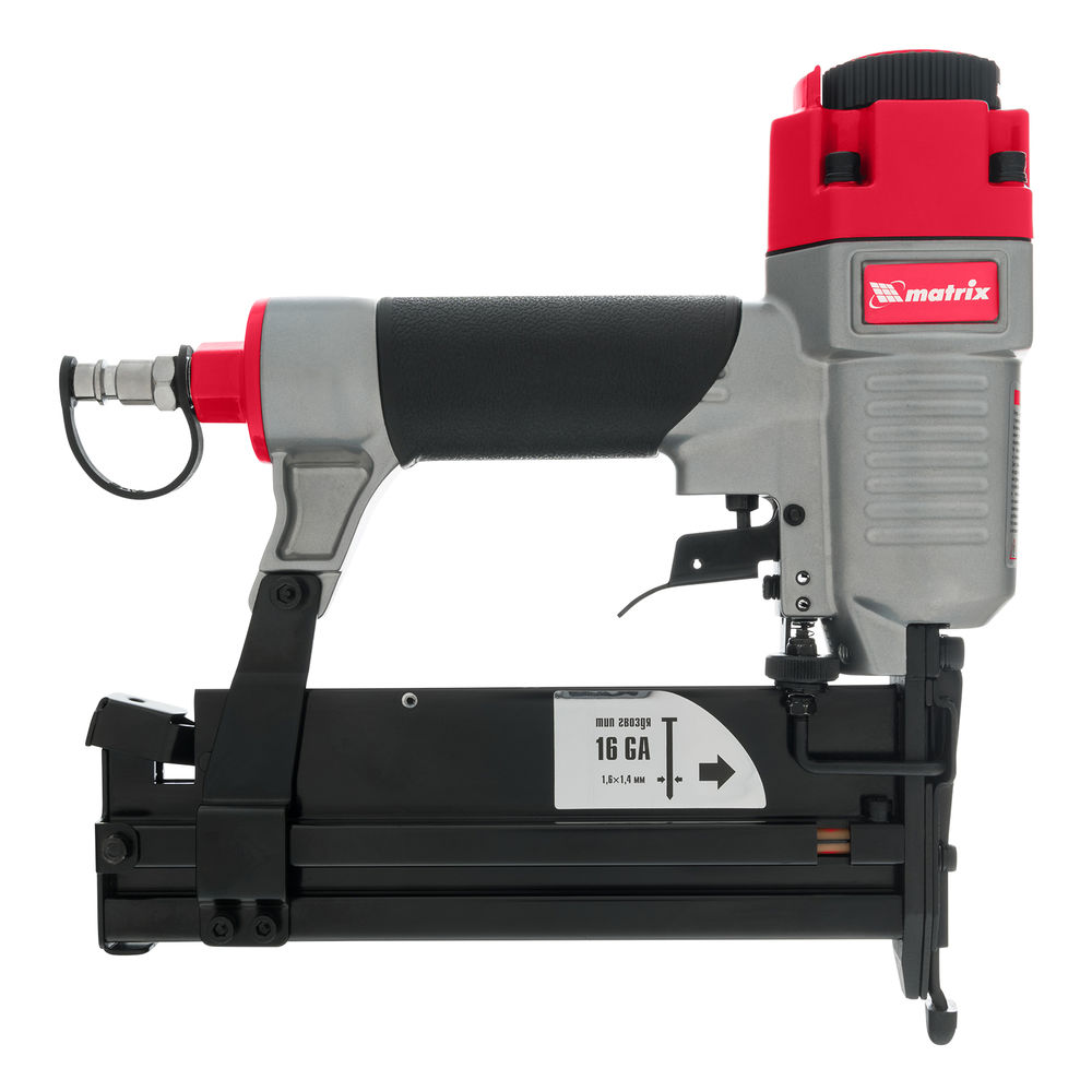 Нейлер-степлер пневматический 3 в 1, с регулировкой глубины забивания, гвозди 18GA, гвозди 16GA, скобы 18 GA Matrix (57427)