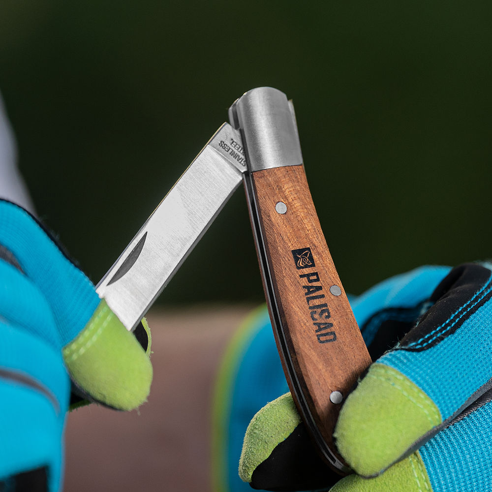 Нож садовый складной, копулировочный, 173 мм, деревянная рукоятка, Palisad (79002)