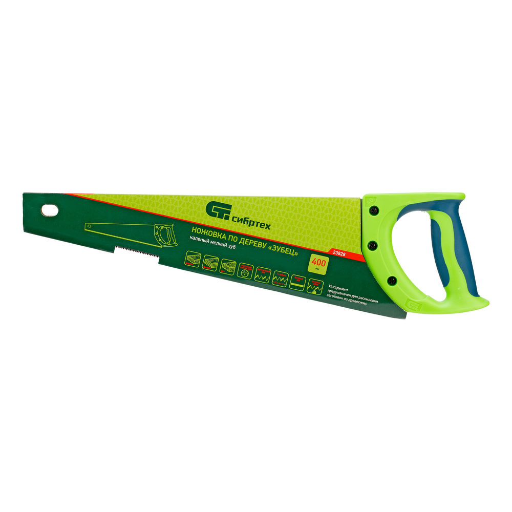 Ножовка по деревуЗубец для точных пильных работ, 400 мм, каленый зуб 2D, 14 TPI, двухкомпонентная рукоятка Сибртех