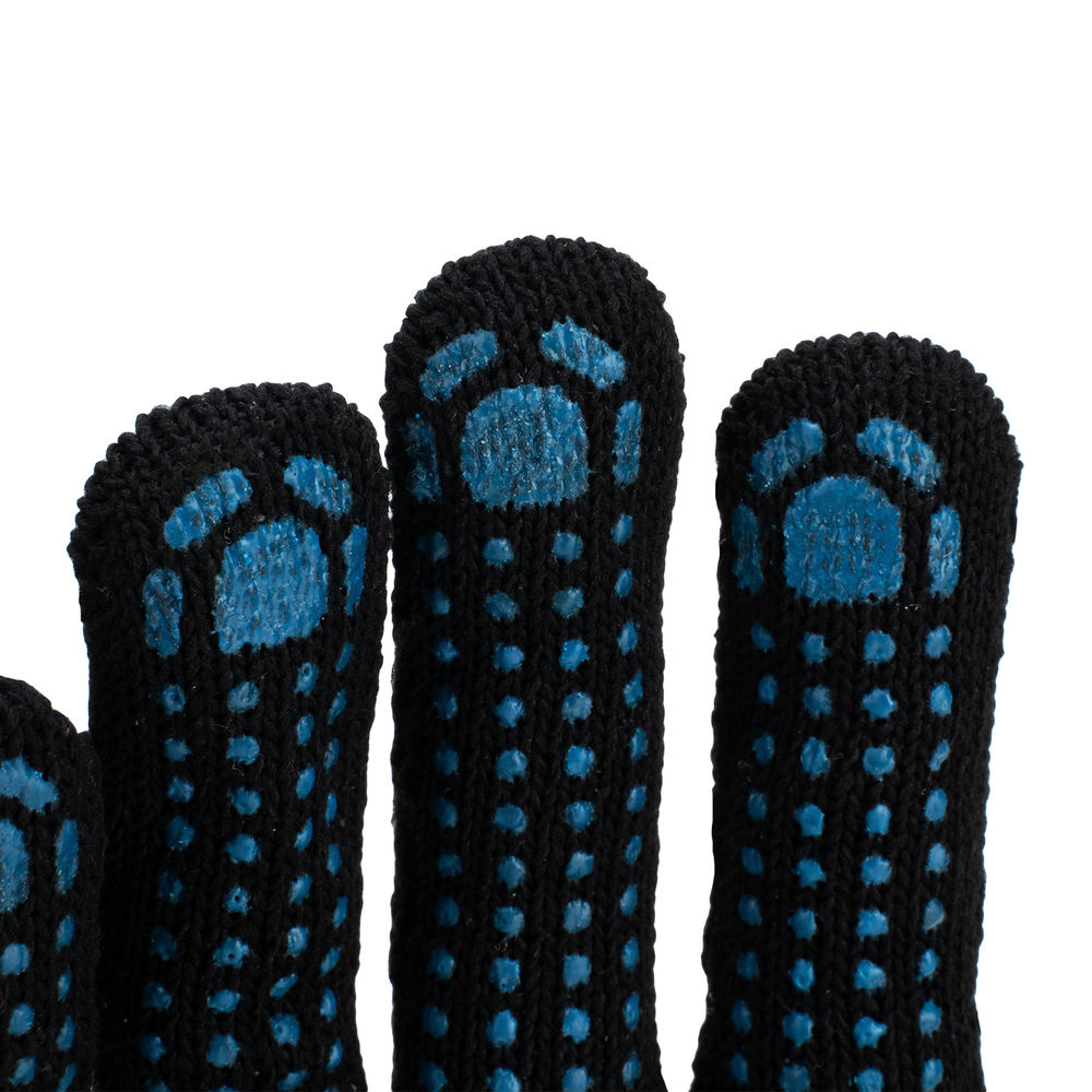 Перчатки трикотажные, ПВХ-покрытие Точка, 10 класс, черные (67855)