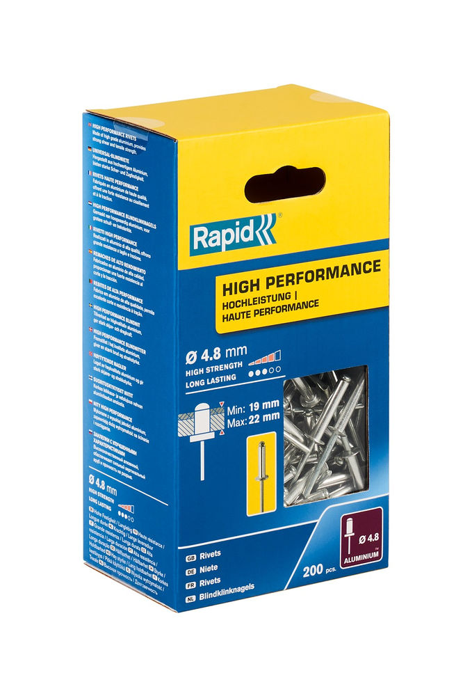 Алюминиевая высокопроизводительная заклепка R:High-performance-rivet, 4.8 х 25 мм, 200 шт RAPID 5001440