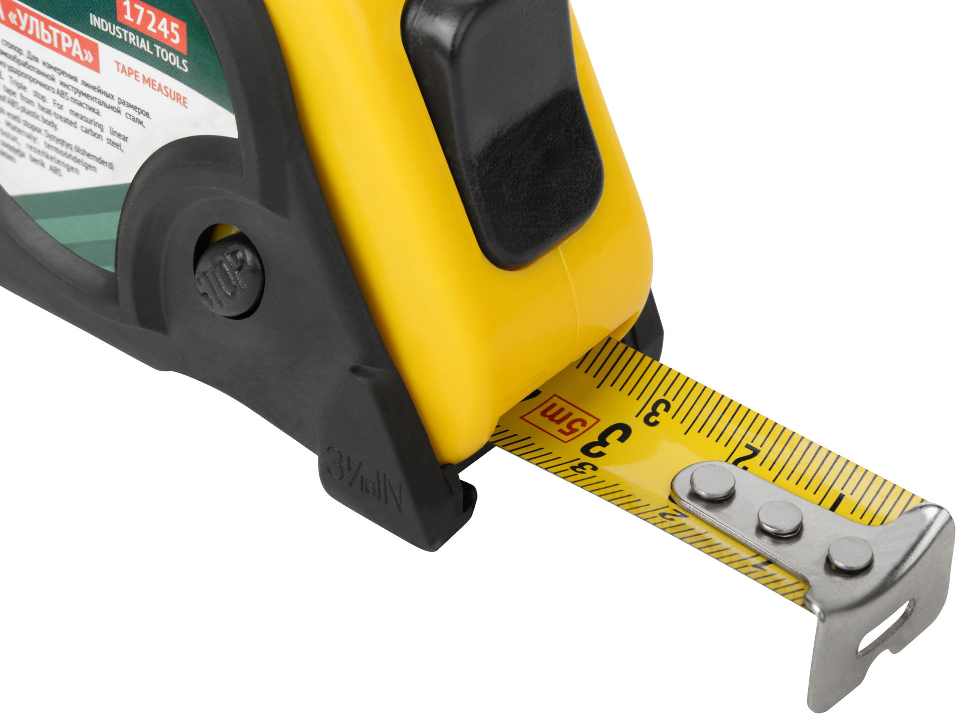 Рулетка прорезинен. корпус, тройной стопор Ультра 5 м x 19 мм