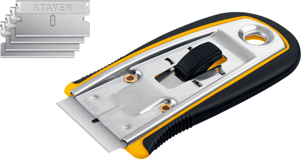 Скребок 40 мм, 5 доп. лезвий, с выдвижным лезвием STAYER 08537
