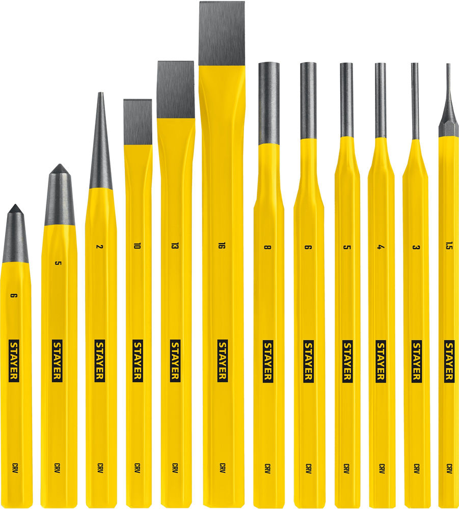Набор зубил и кернеров Hercules, 12 предметов, в пластиковом держателе STAYER Professional 21077-H12