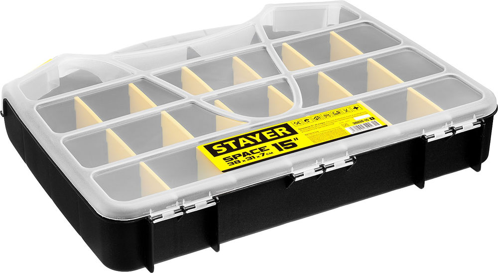Органайзер пластиковый 380 х 310 х 70 мм, (15) с 21 ячейкой SPACE-15 STAYER 38038-15