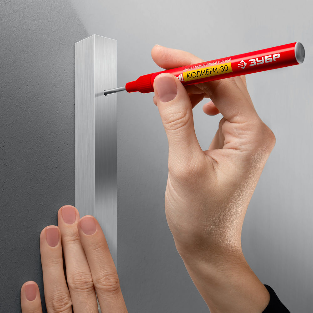 Перманентный маркер для отверстий Колибри-30 красный, наконечник L 30 мм, 2.8 мм ЗУБР 06338-3