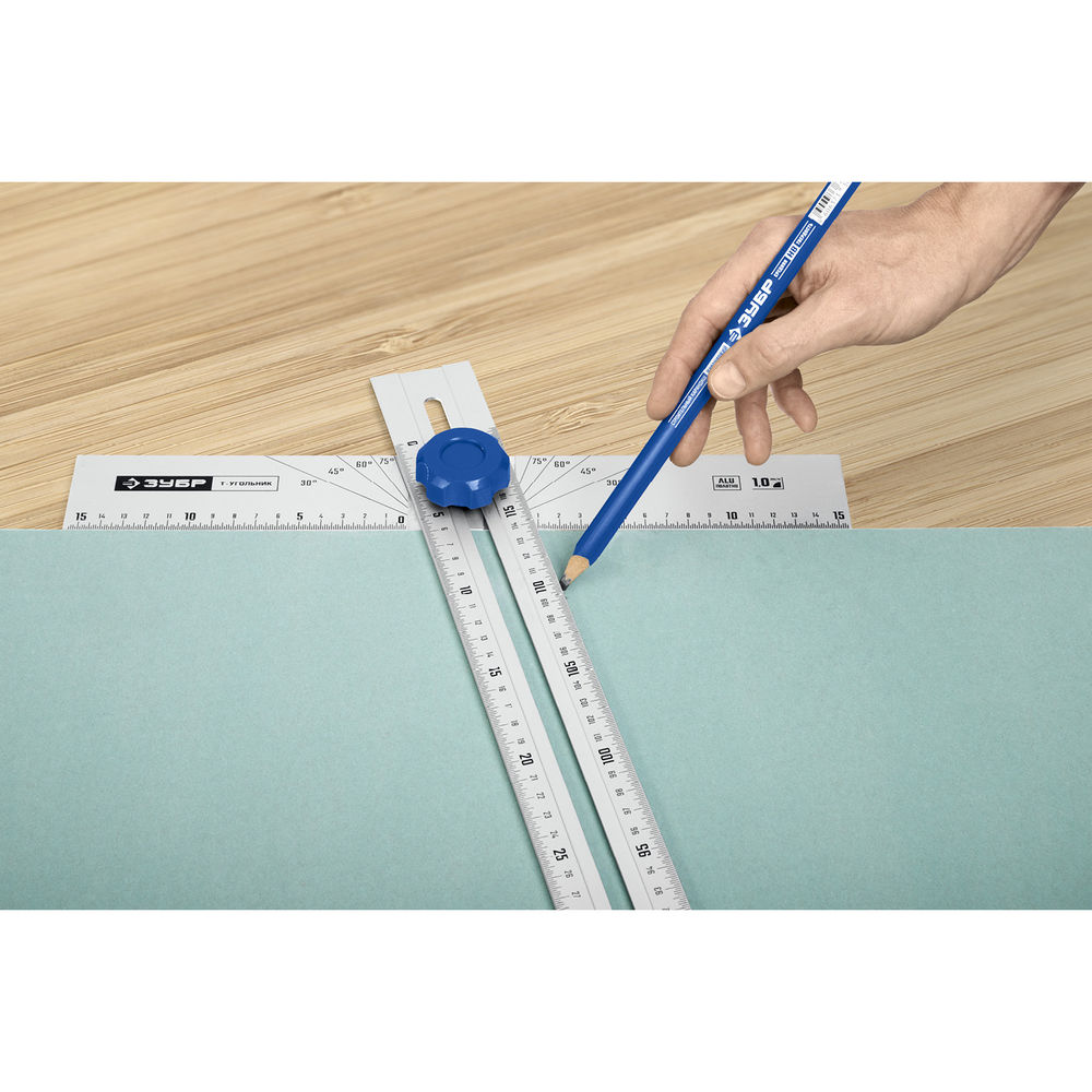 Т-угольник алюминиевый с подвижной направляющей ЗУБР Профессионал 34389