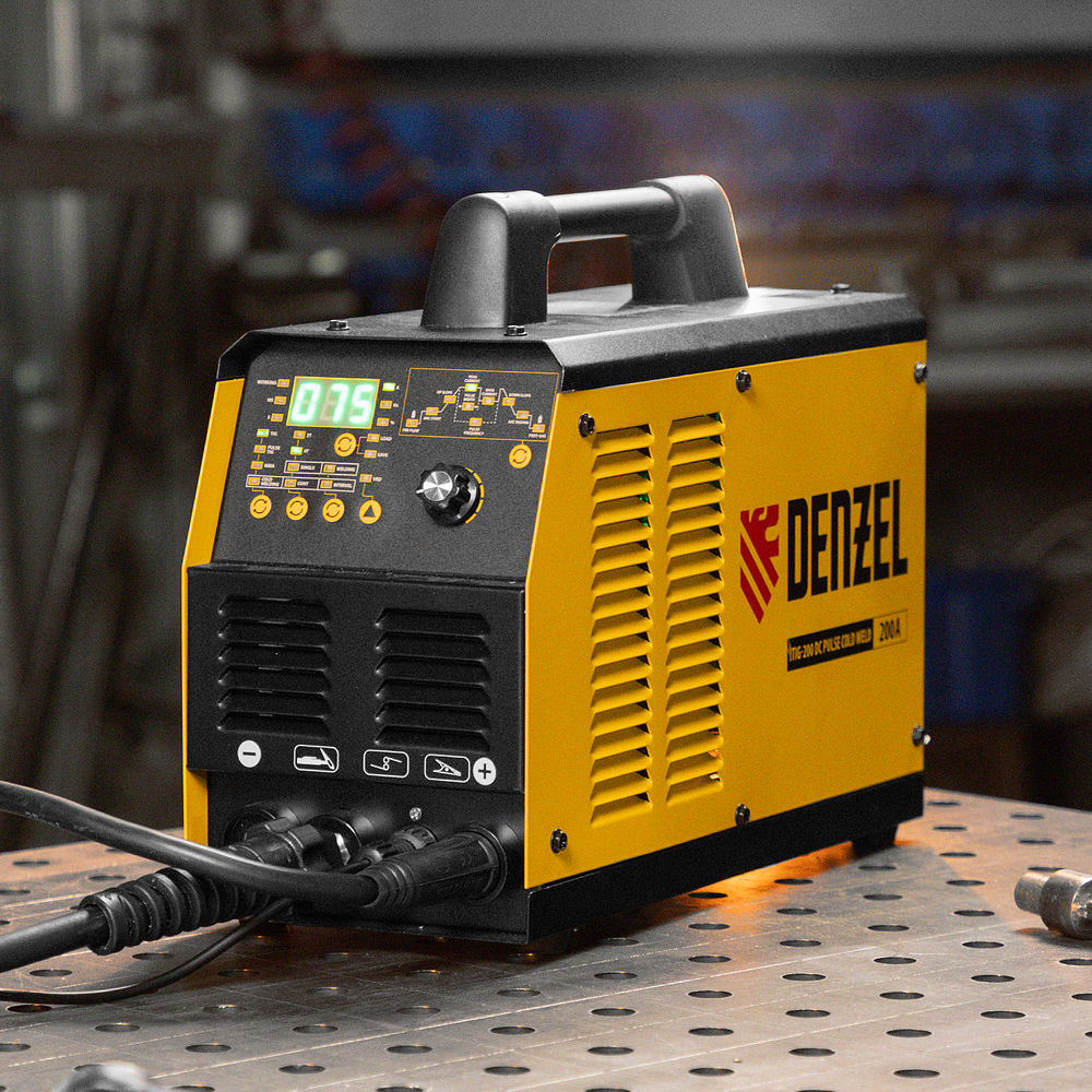 Аппарат инвертор. аргонодуговой сварки ITIG-200 DС Pulse Cold Weld, 200 А, ПВ 60% Denzel (94329)