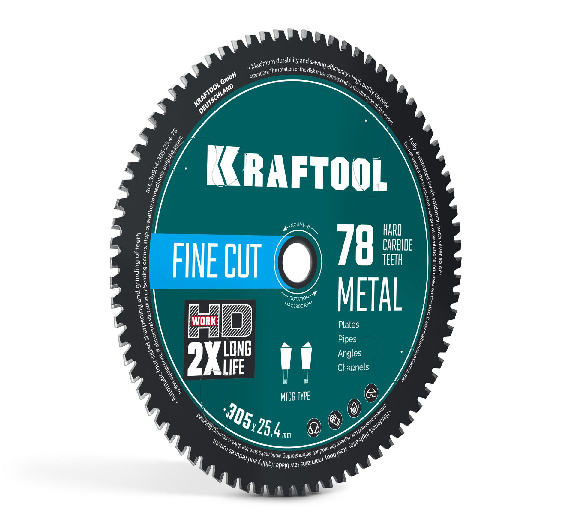 Диск пильный по металлу и стали Metal Cut, 305 х 25.4 мм, 78Т KRAFTOOL 36954-305-25.4-78