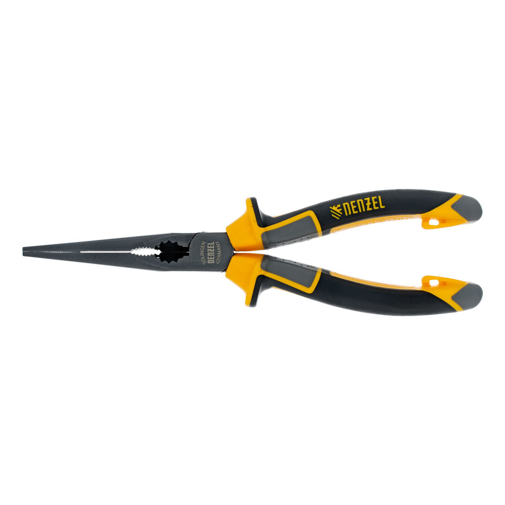 Длинногубцы прямые 205 мм, трехкомпонентные рукоятки Denzel (17302)