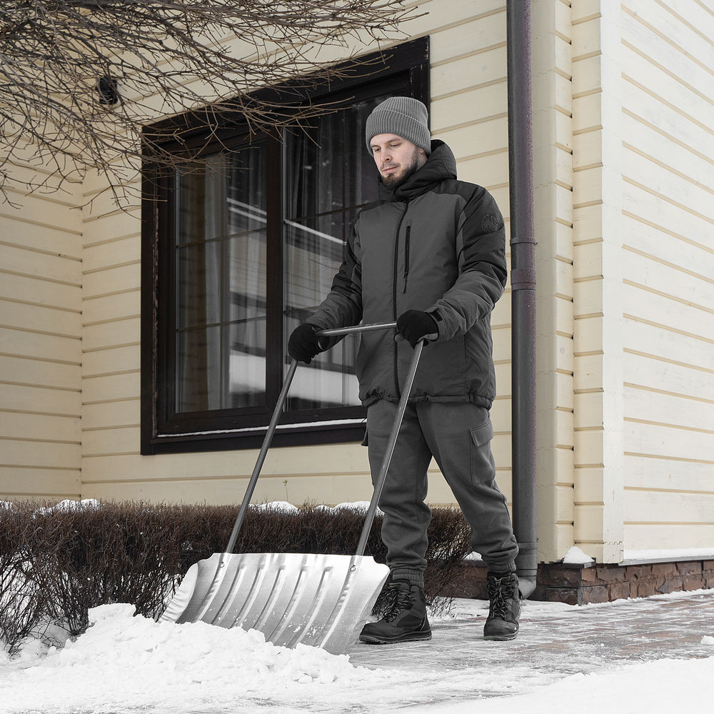Движок для уборки снега оцинкованный, 735x385x1120 мм, стальная рукоятка, Сибртех (61698)