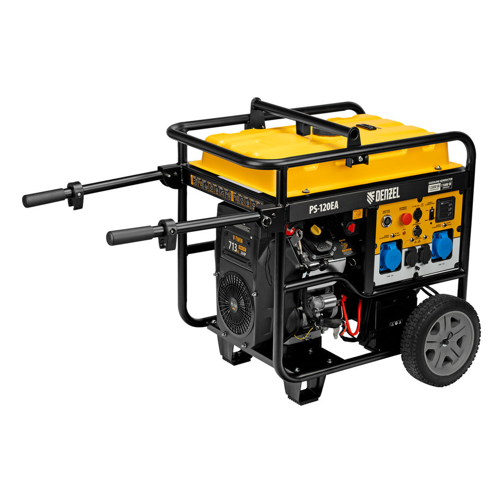 Генератор бензиновый PS-120EA, 12 кВт,230 В, 40л, разъем ATS,эл.старт Denzel (946964)