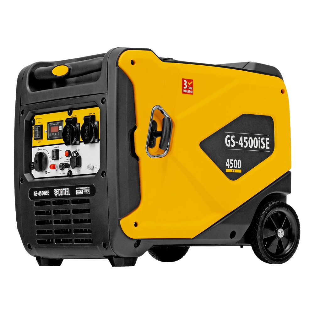Генератор инверторный GS-4500iSE, 4,5 кВт, 230 В, закрытый корпус, электростартер DENZEL (94714)