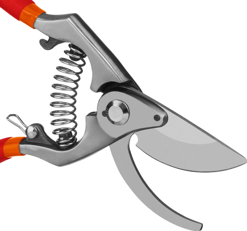 Плоскостной секатор G-7, 210 мм, высокоуглеродистая сталь, направленное под углом лезвие, цельнокованый, покрытие ПВХ GRINDA 423107