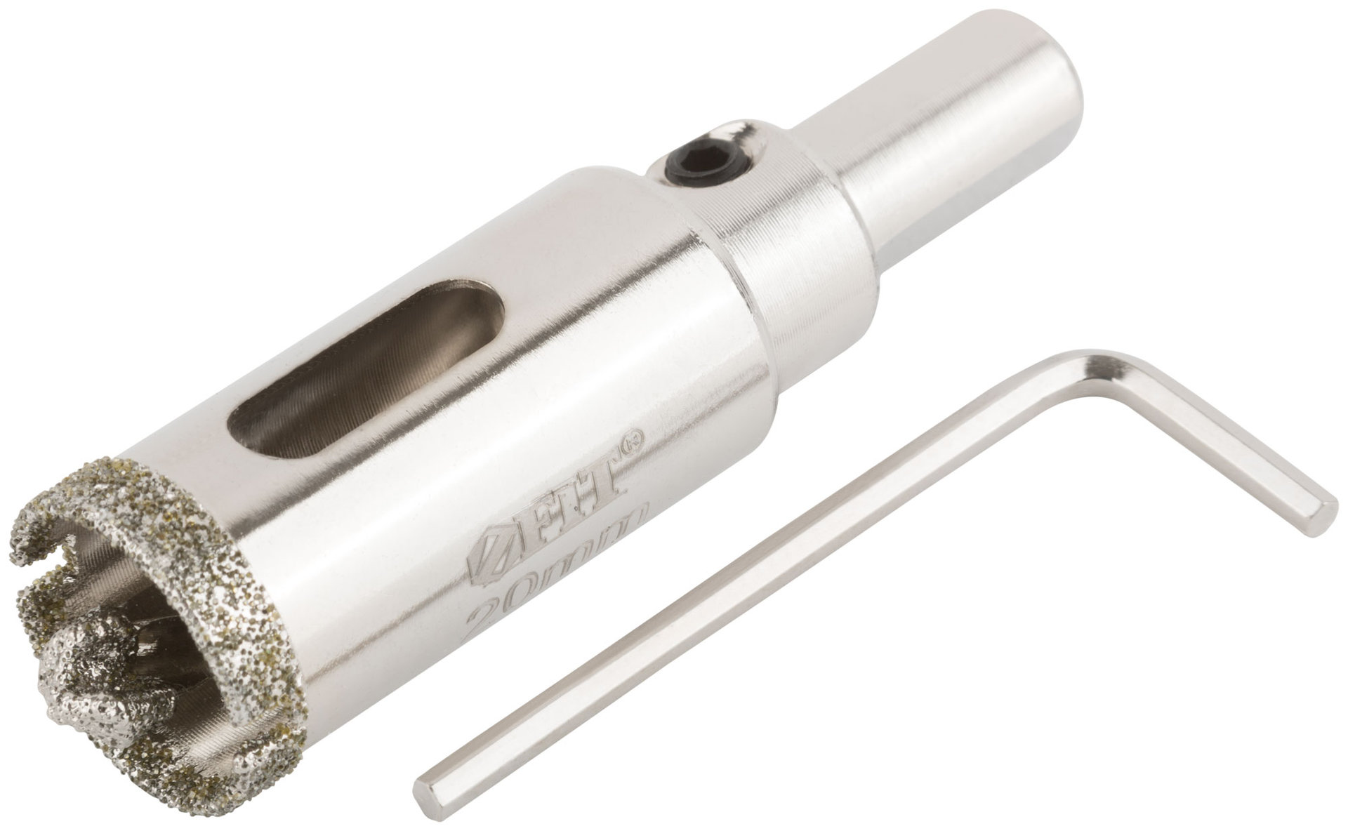 Коронка кольцевая по керамограниту, камню и кафелю алмазная с центровочным сверлом 20х70 мм (16208)