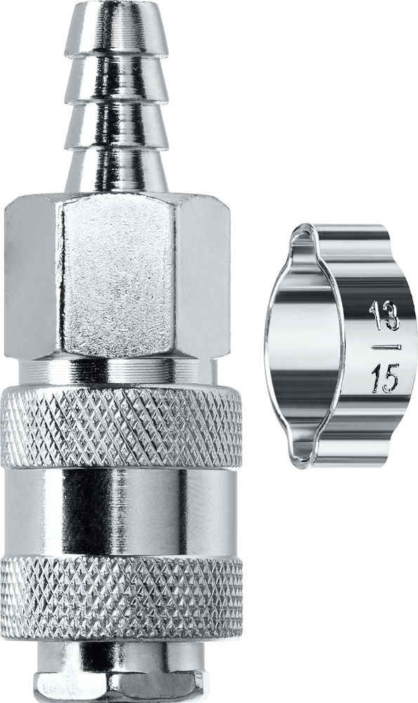 Переходник штуцер «елочка», 10 мм – рапид муфта, с хомутом KRAFTOOL 06596-10