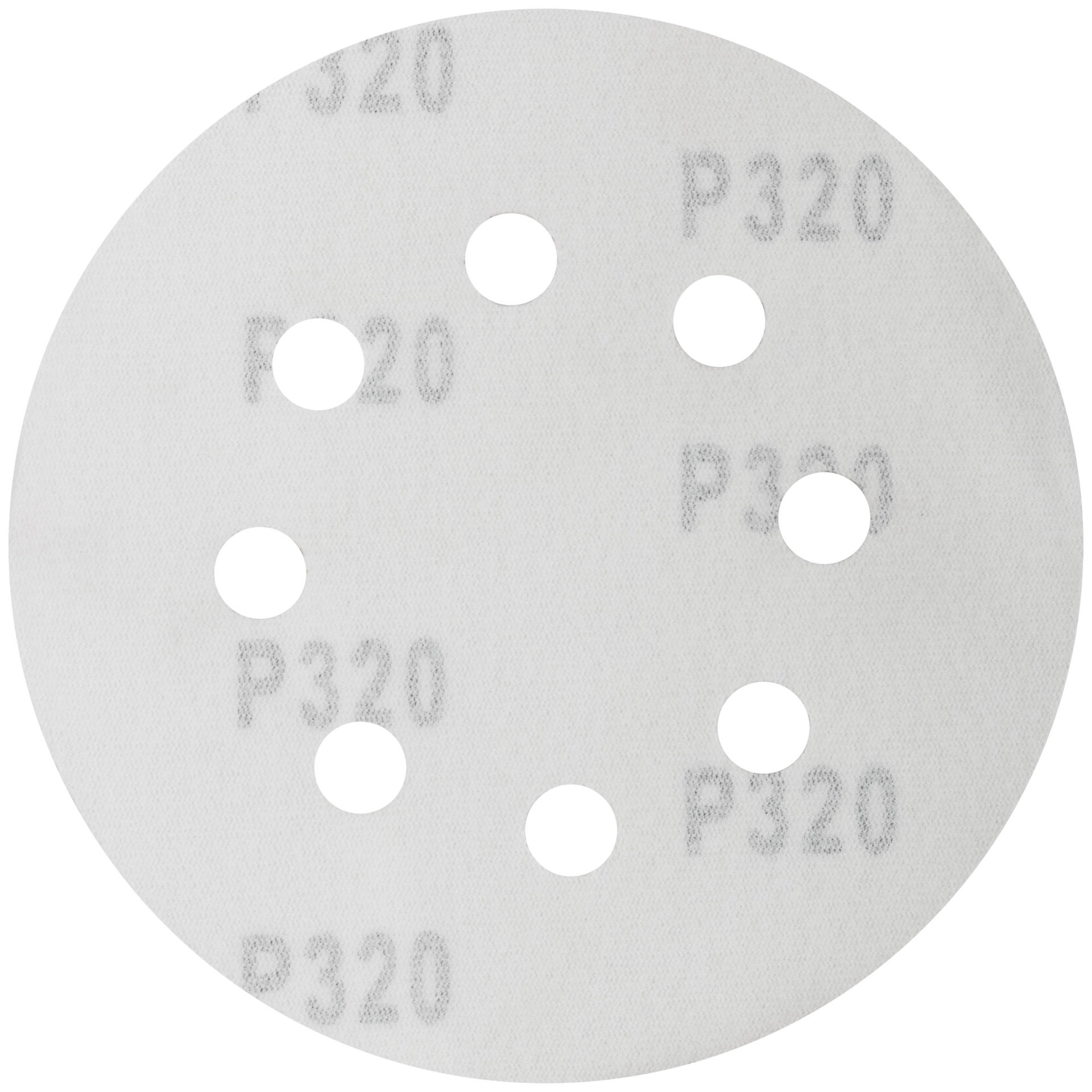 Круги шлифовальные с отверстиями (липучка), алюминий-оксидные, 125 мм, 5 шт. Р 320 (39670)