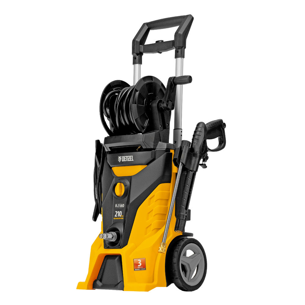 Моечная машина высокого давления R-210iD, 2600 Вт, 210 бар, 8.0 л/мин, асинхронный двигатель, барабан Denzel (58237)