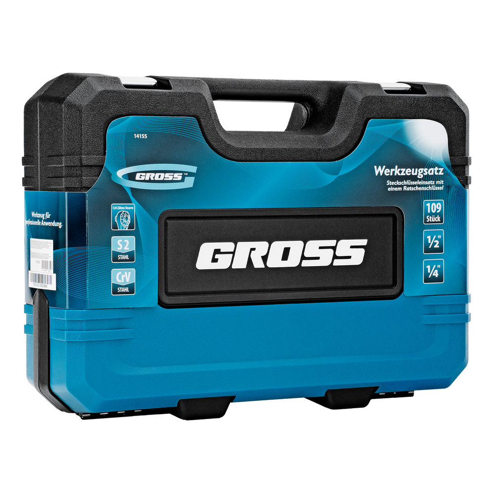 Набор инструментов, 1/4, 1/2, CrV, 120 зубьев, 109 предметов Gross