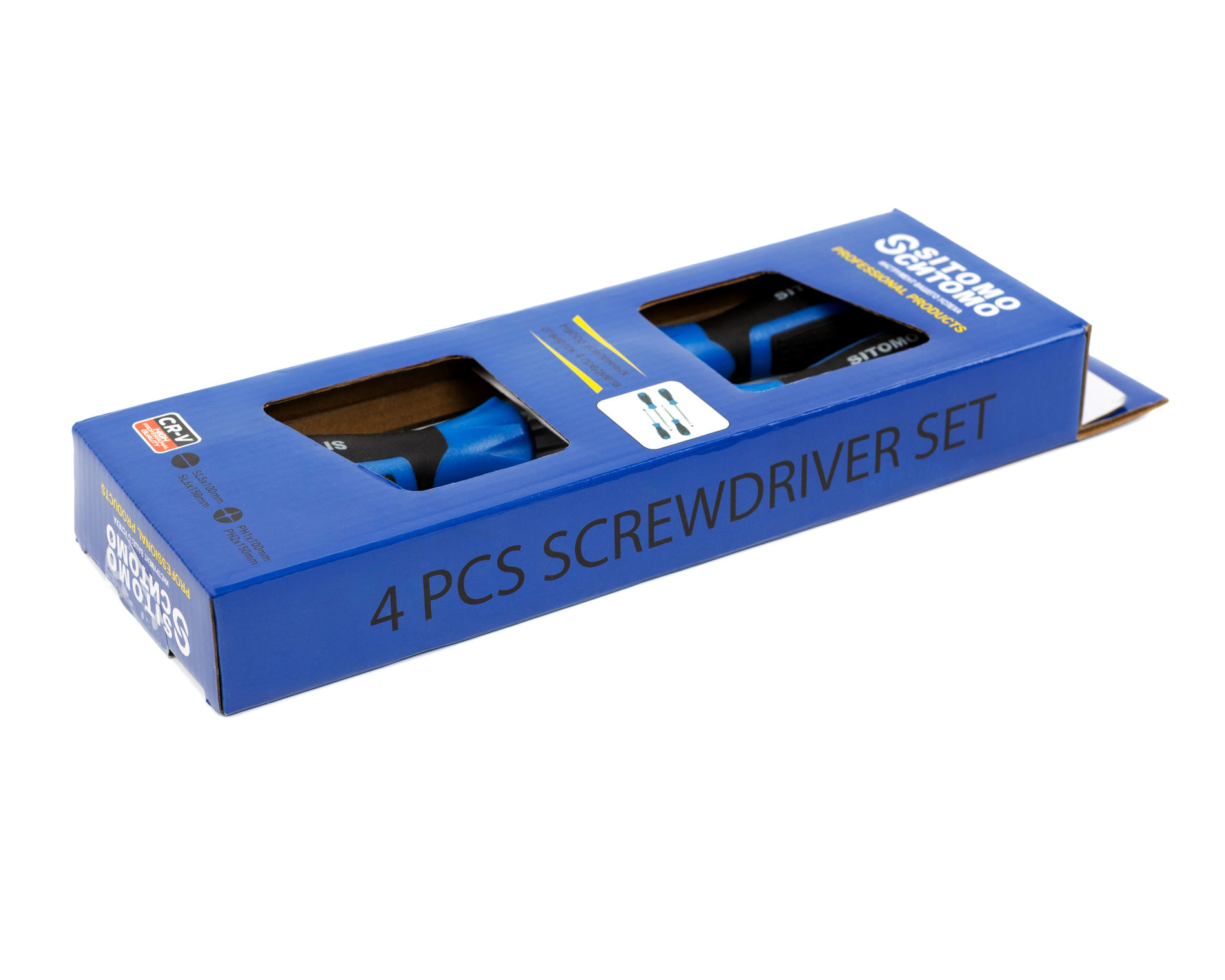 Набор отверток усиленных (ударных) 4 предмета (PH1x100, PH2x150; SL5x100, SL6x150) CrV SITOMO