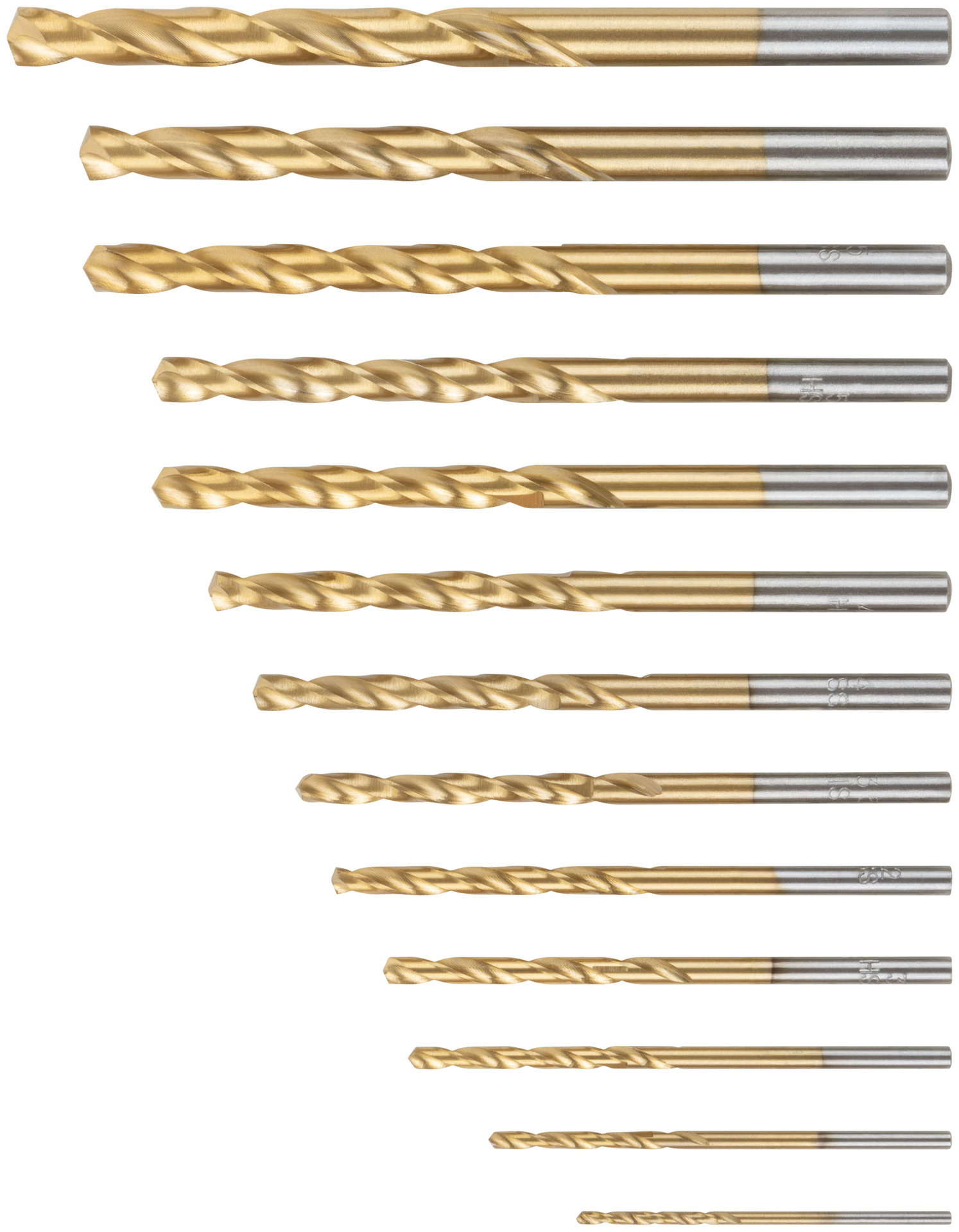 Набор сверл HSS по металлу, титановое покрытие, 13 шт. (1,5-2-2,5-3-3,2-3,5-4-4,5-4,8-5-5,5-6-6,5 мм) (34217)