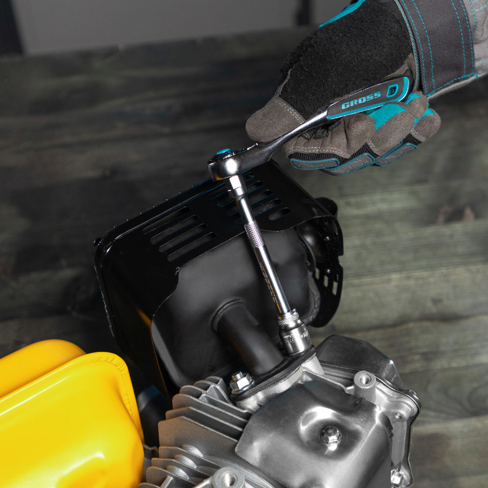 Набор торцевых головок, трещотка 120 зубьев, 1/4, CrV, 12 предметов Gross