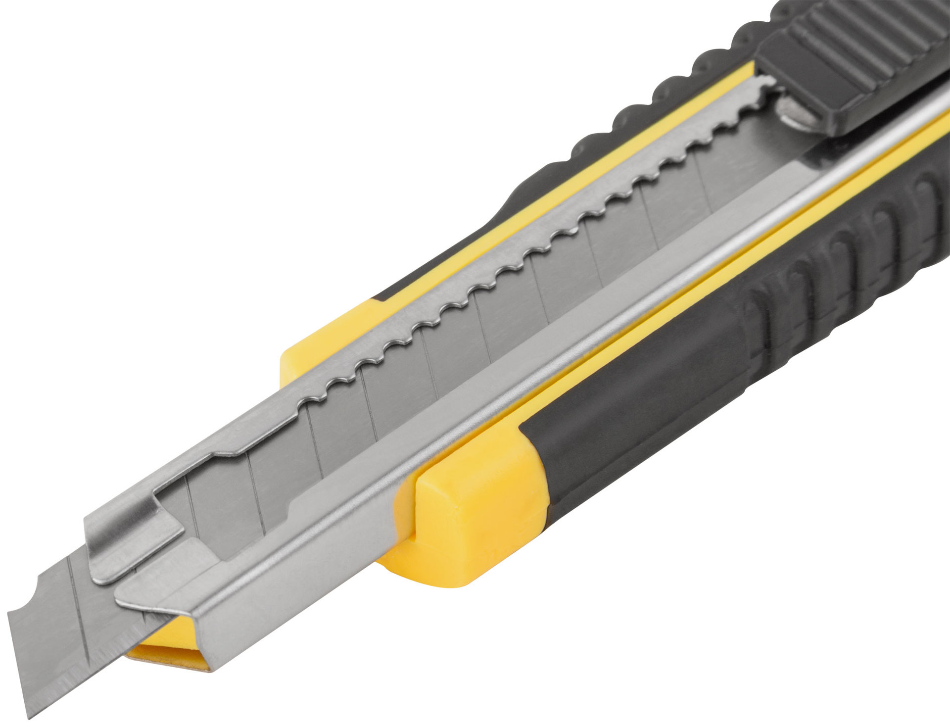 Нож технический 9 мм усиленный прорезиненный, кассета 3 лезвия (10213)