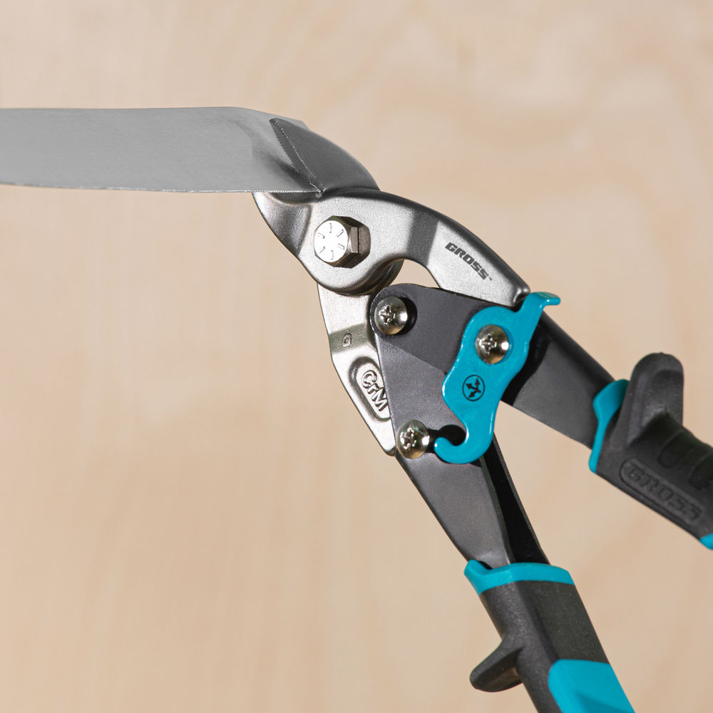 Ножницы по металлу Piranha, 230 мм, прямой усиленный рез (Bulldog) сталь СrMo, двухкомпонентная рукоятка-ки Gross